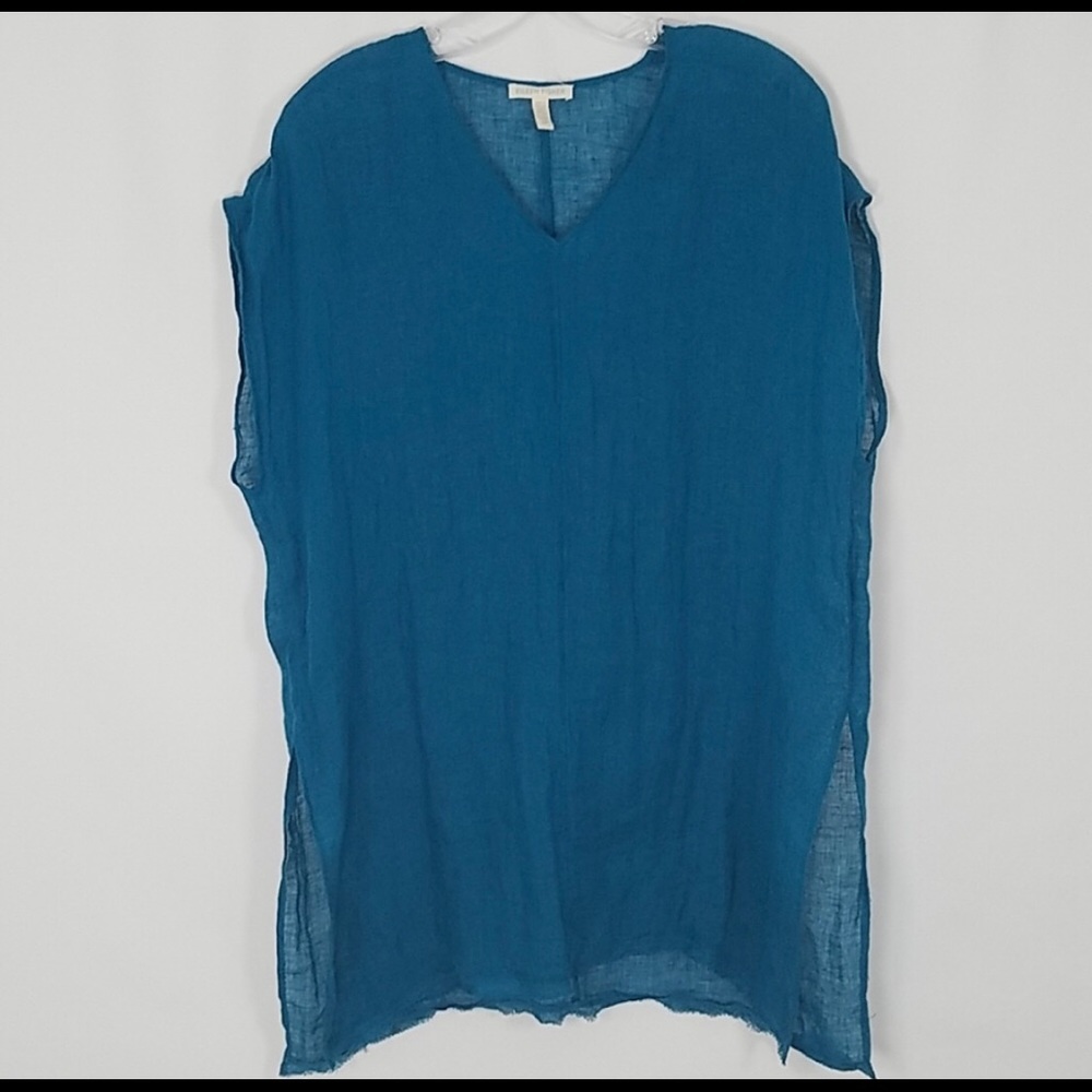 Eileen Fisher Blue Linen Cover Up Dress Sz S